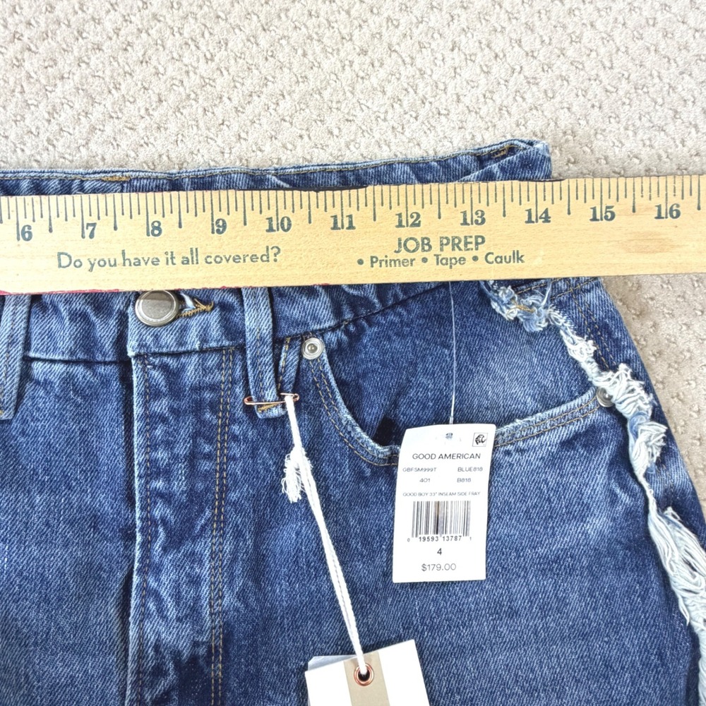 Good American Good Boy Jeans NWT Womens 4 Side Fray High Rise Straight Leg Curvy - Picture 3 of 10